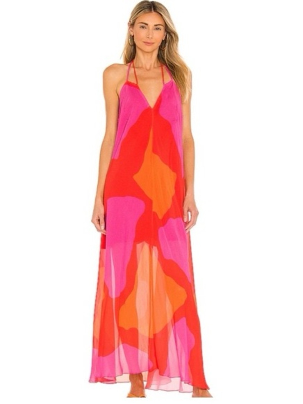 REVOLVE - Vix by Paula Hermanny Colorblock Dress - Pink & Red